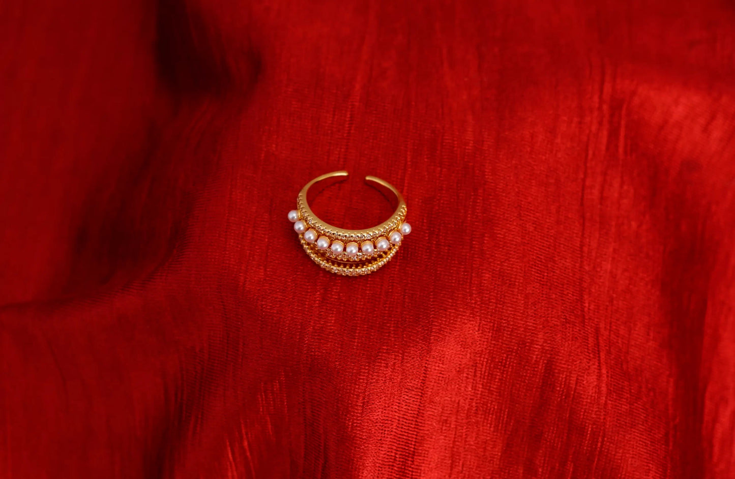 Smara Pearls and Diamond Multi-Layered Ring