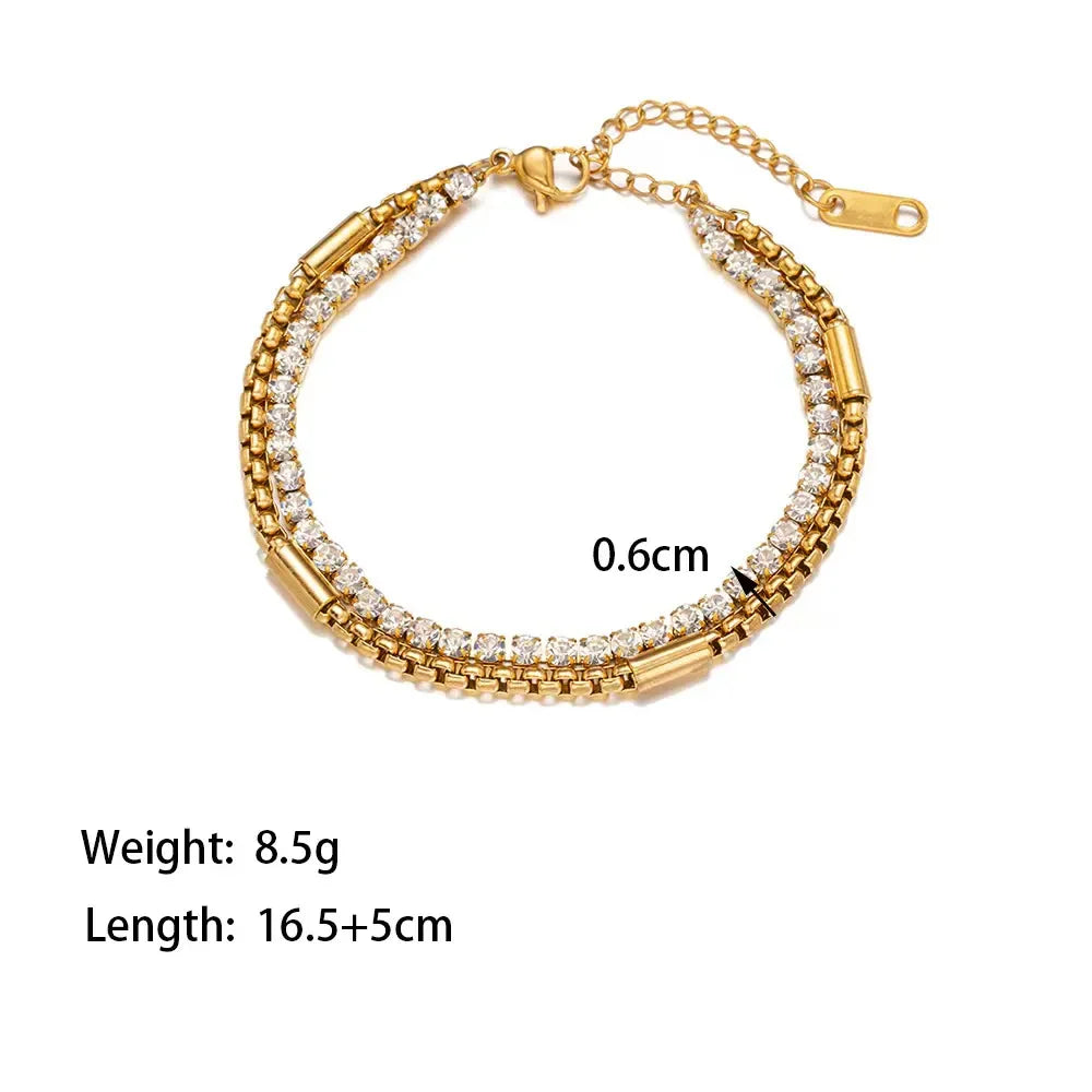 Smara Double layer bracelet with studded rhinestones