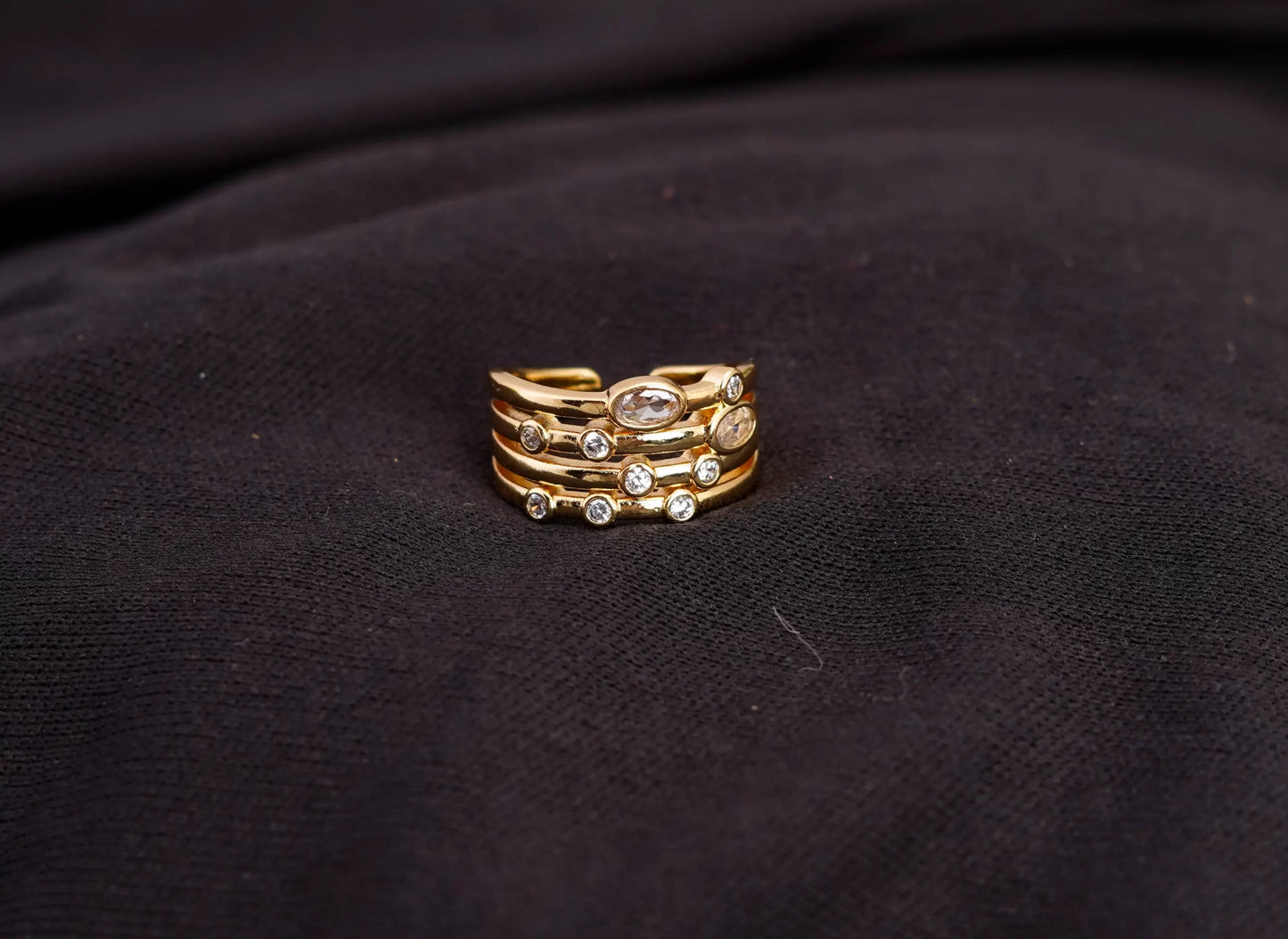 Smara Geometric American Diamond Studed Ring