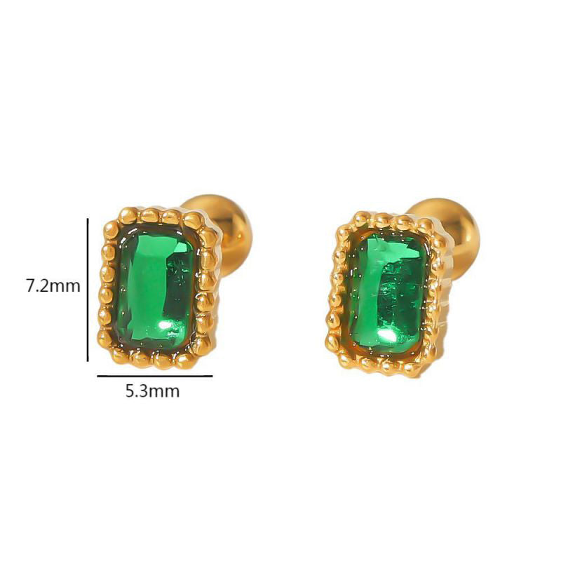 Smara Emerald Square Stud Earrings