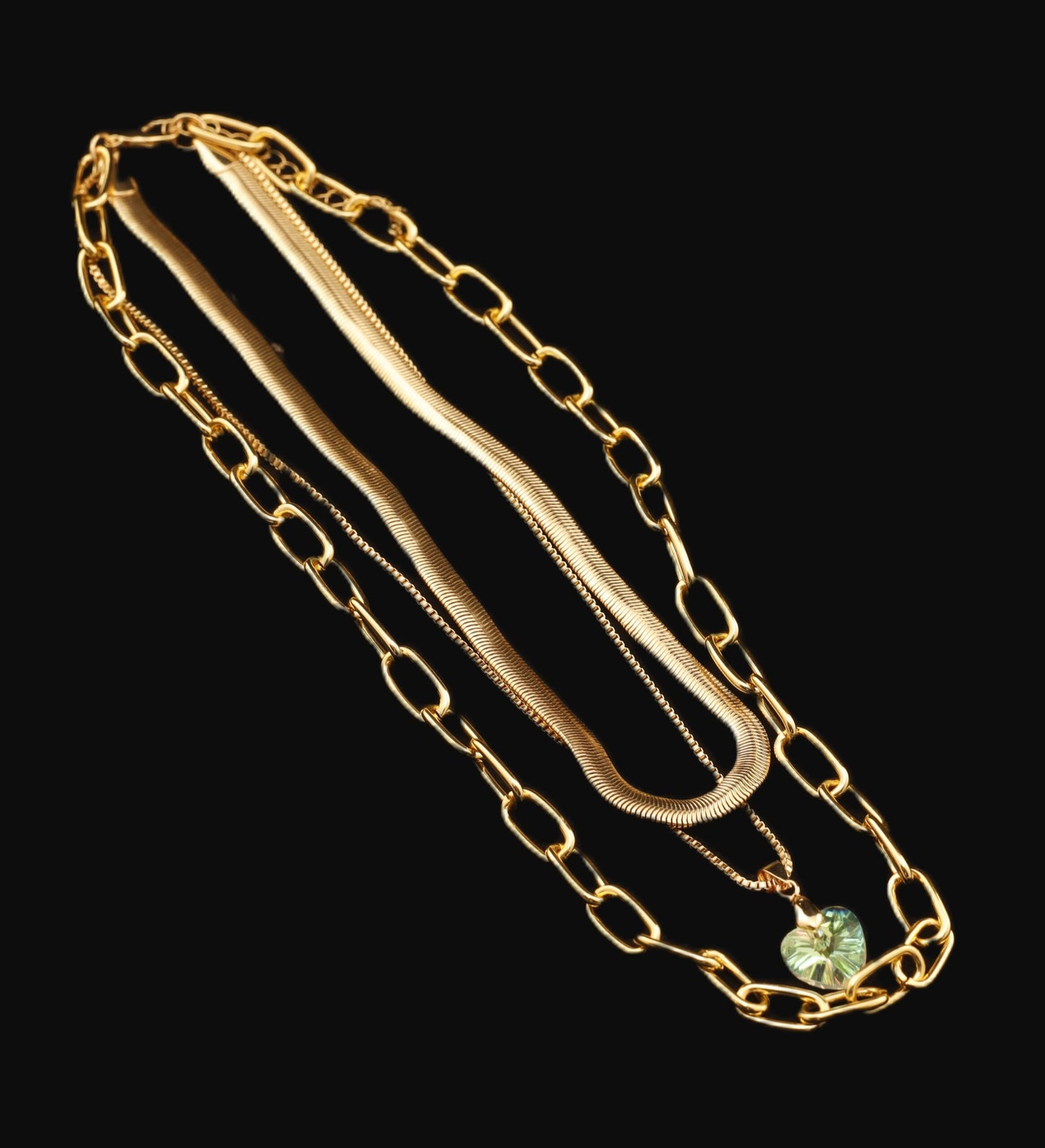 Smara Three Layered Crystal Heart Necklace