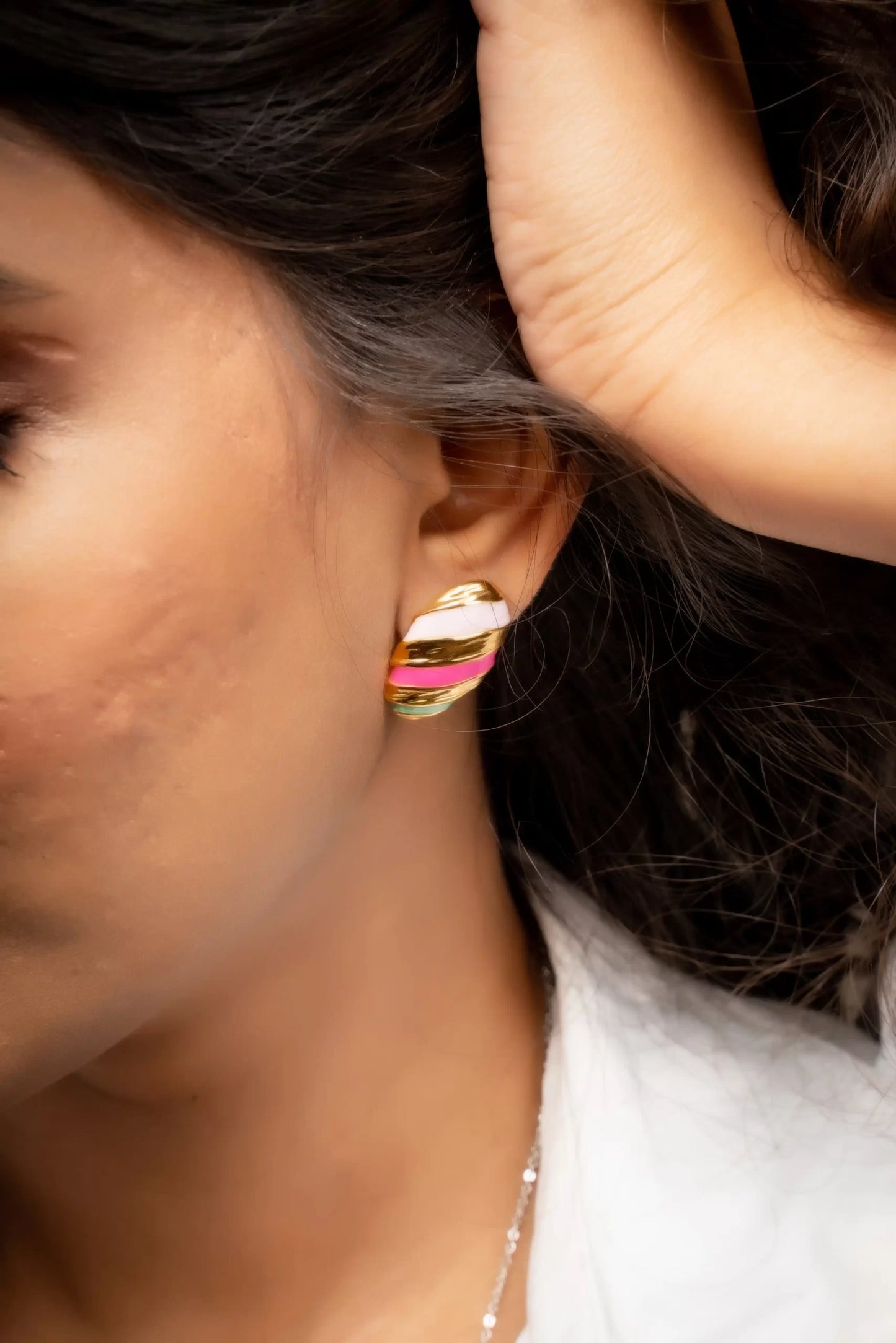 Smara Oval Enamel Stud Earrings