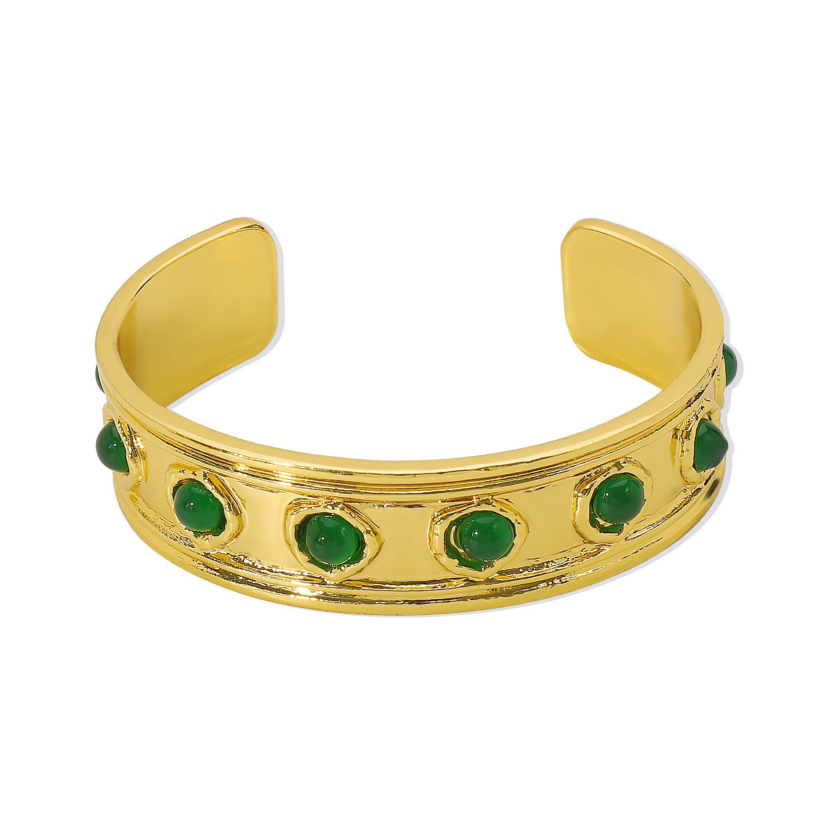 Smara Green Wide Textured Bracelet