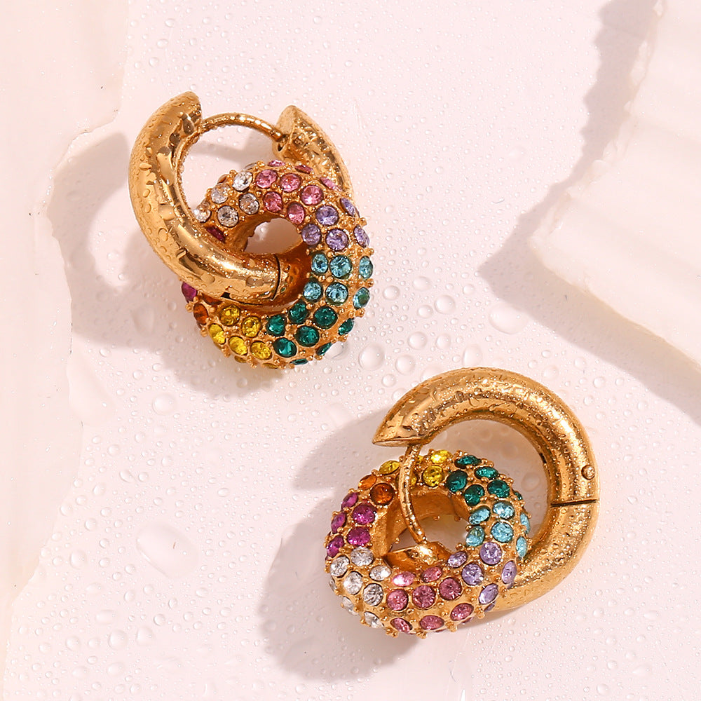 Smara Colourful Rhinestone Ring Earrings