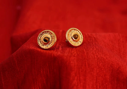 Smara Round Tiger Eye Stud Earrings