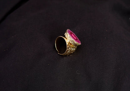 Smara Broad Crystal Open Ring (PINK)