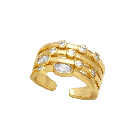 Smara Geometric American Diamond Studed Ring