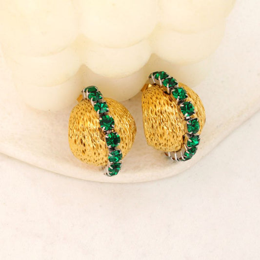 Smara Gold Ball Stone Studded Earrings