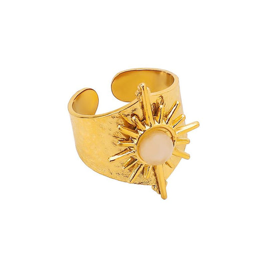 Smara Geometric Natural White Stone Ring