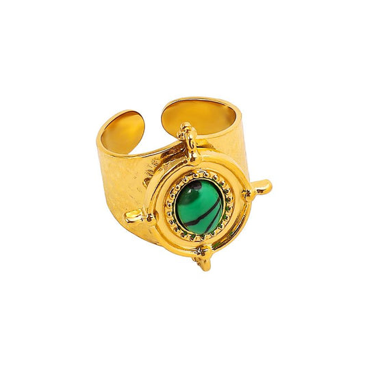Smara Geometric Tiger's Eye Stone Ring
