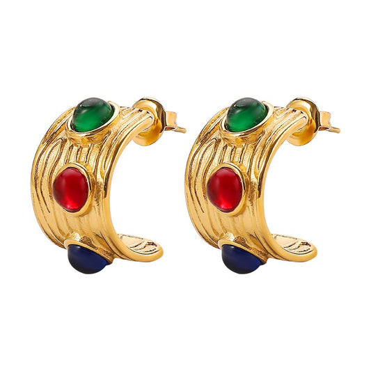 Smara Muti-Coloured Half-Hoop Earrings