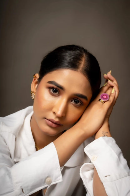 Smara Broad Crystal Open Ring (PINK)