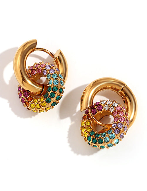Smara Colourful Rhinestone Ring Earrings