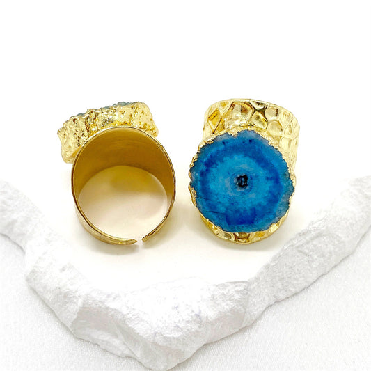 Smara Broad Crystal Open Ring (BLUE)