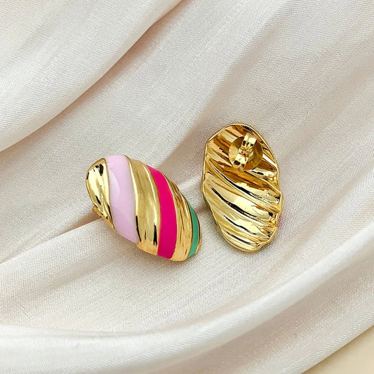 Smara Oval Enamel Stud Earrings